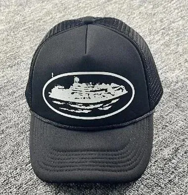 Design Trucker Hat with Ship Graphic Black Baseball Cap - 1