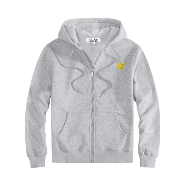 Play Comme des Garçons Heart Zip-Up Hoodie Gray - 1