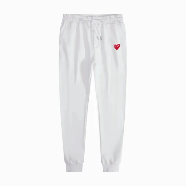 Play Comme des Garçons Red Heart Embroidered White Sweatpants - 1