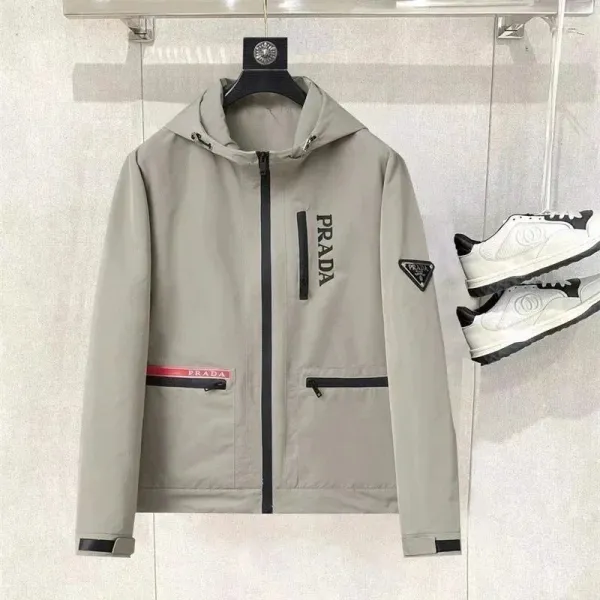 Prada Re-Nylon Windbreaker Gray Outerwear - 1