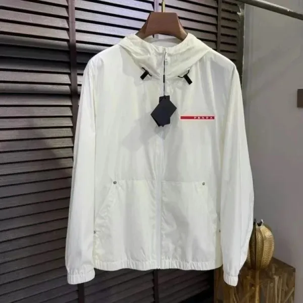 Prada Re-Nylon Windbreaker White Outerwear - 1