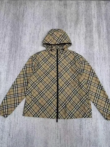 Burberry Classic Check Hooded Windbreaker Beige Multicolor Outerwear - 1