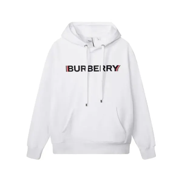 Burberry Logo Print Hoodie White - 1