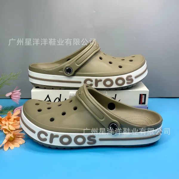 Crocs Classic Clog Olive Green with White Platform Sole Sandals - 1