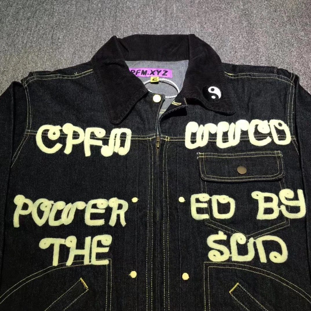 Design CPF.M.XYZ Denim Jacket with Graffiti Print Black Denim Jacket - 4