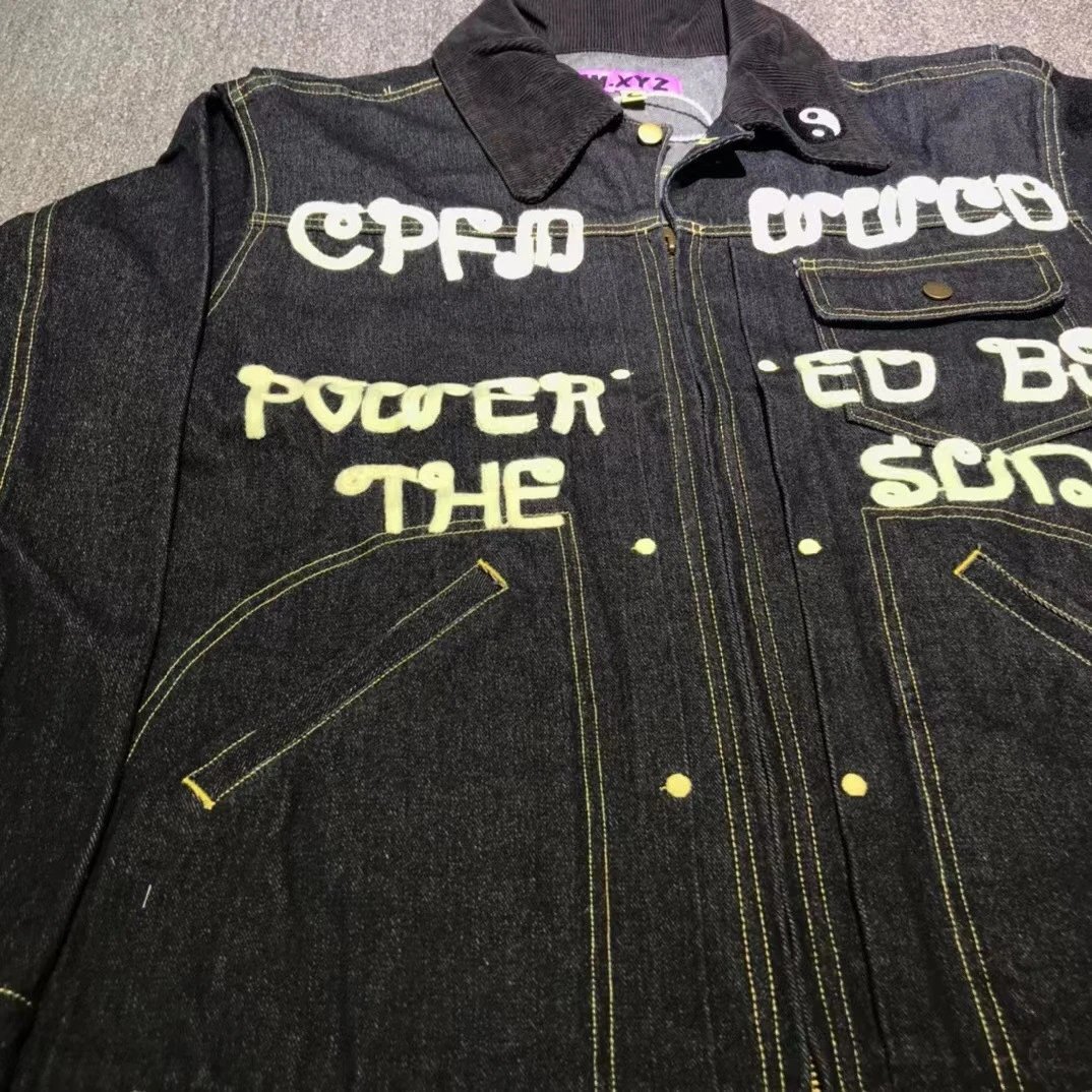Design CPF.M.XYZ Denim Jacket with Graffiti Print Black Denim Jacket - 6