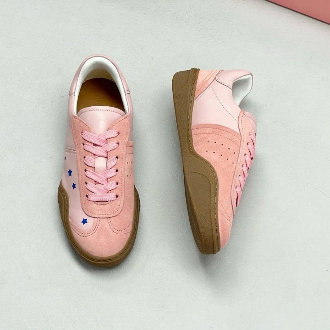Design Pink Star-Embellished Suede Sneakers - 10