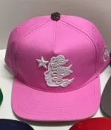 Design Embroidered Star Flame Cap Pink Baseball Cap - 1