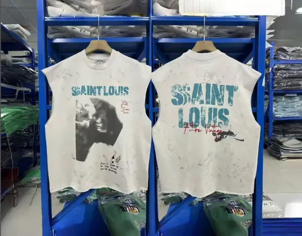 Design Saint Louis 'Take Me I'm Yours' Distressed Sleeveless Tee Beige Vest Top - 16