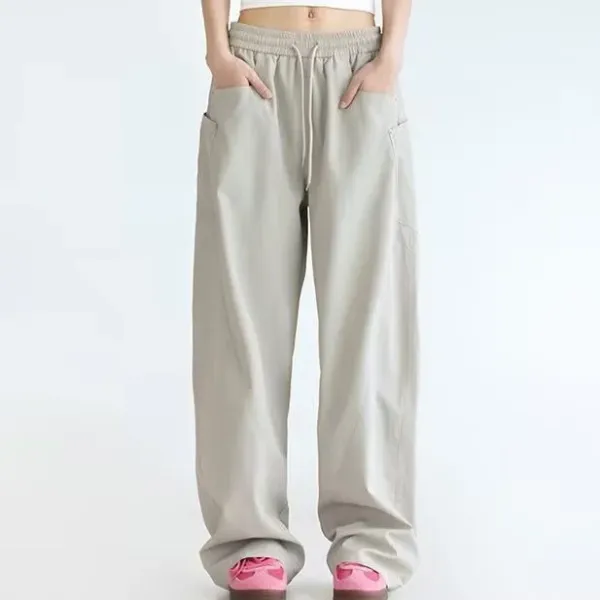 Design Wide-Leg Cargo Pants Beige Pants - 1