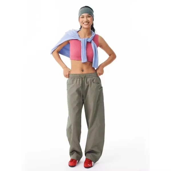Design Wide-Leg Cargo Pants Beige Pants - 4