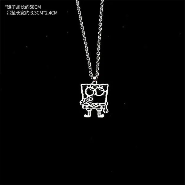 Design SpongeBob SquarePants Outline Pendant Necklace Silver Jewelry - 1