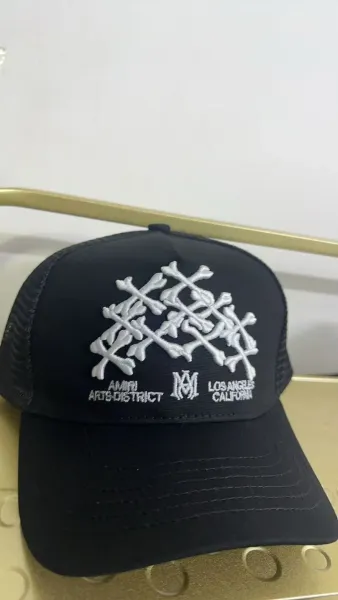 Amiri Arts District x Los Angeles California Bone Motif Trucker Cap Black Baseball Cap - 1