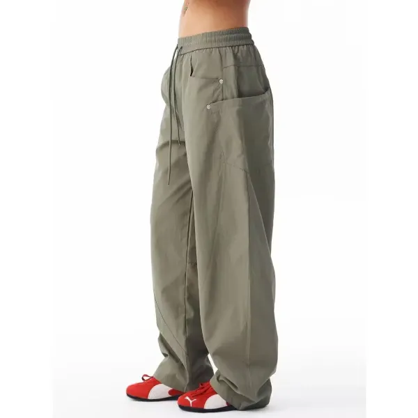 Design Wide-Leg Cargo Pants Beige Pants - 2