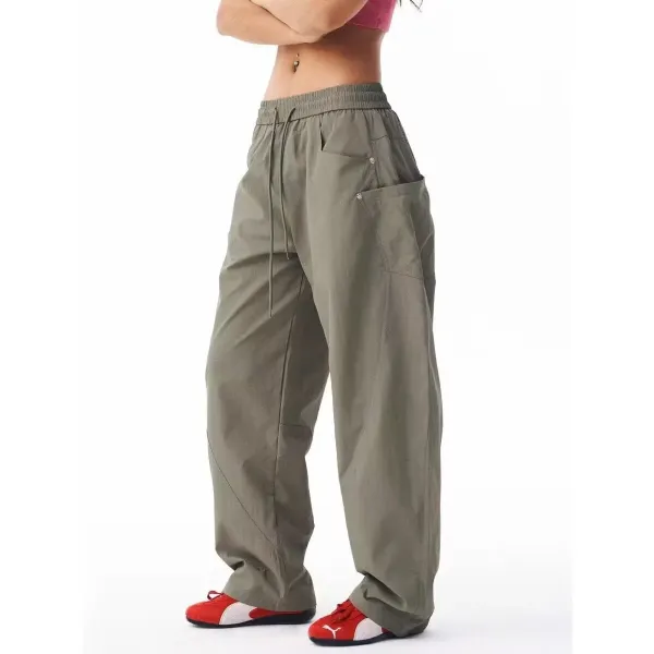 Design Wide-Leg Cargo Pants Beige Pants - 9
