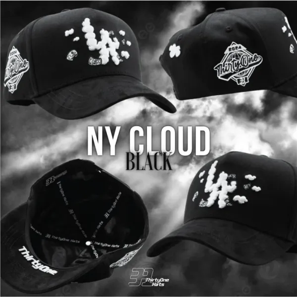 Design ThirtyOne NY Cloud Black Baseball Cap Hats - 1