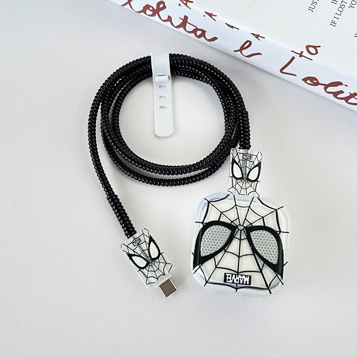 Design Bear Coiled Cable with Cartoon Character Case Black / White Phone Accessory - 5