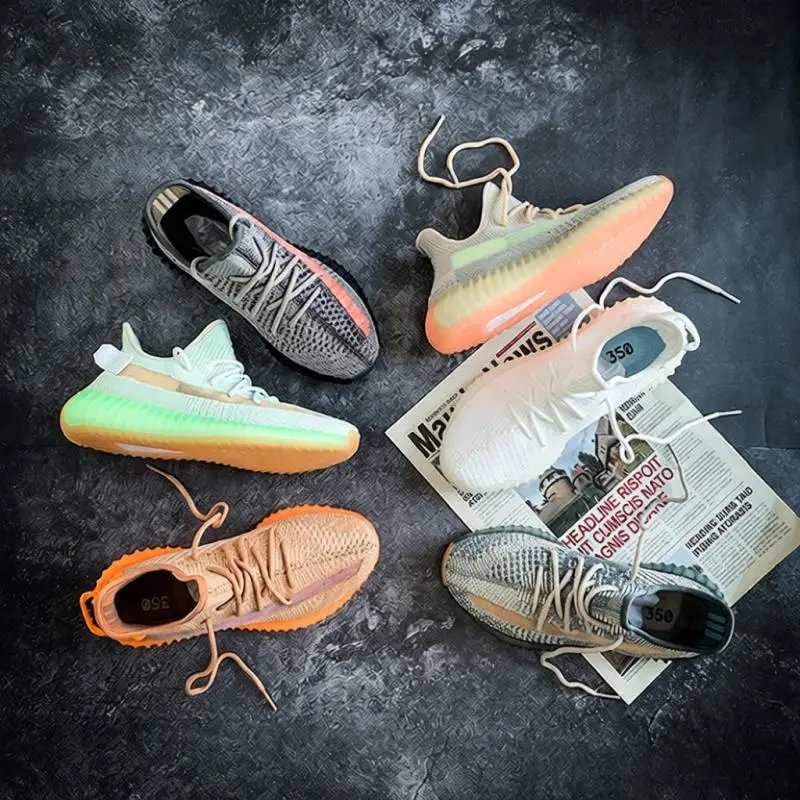 Yeezy Boost 350 Angel First Generation Grey Orange Ice Cream Pure White Putian Shoes Casual Running Sneakers Men New Grey Orange - OMGBUY