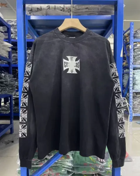 Design Iron Cross Long Sleeve T-Shirt Black - 1