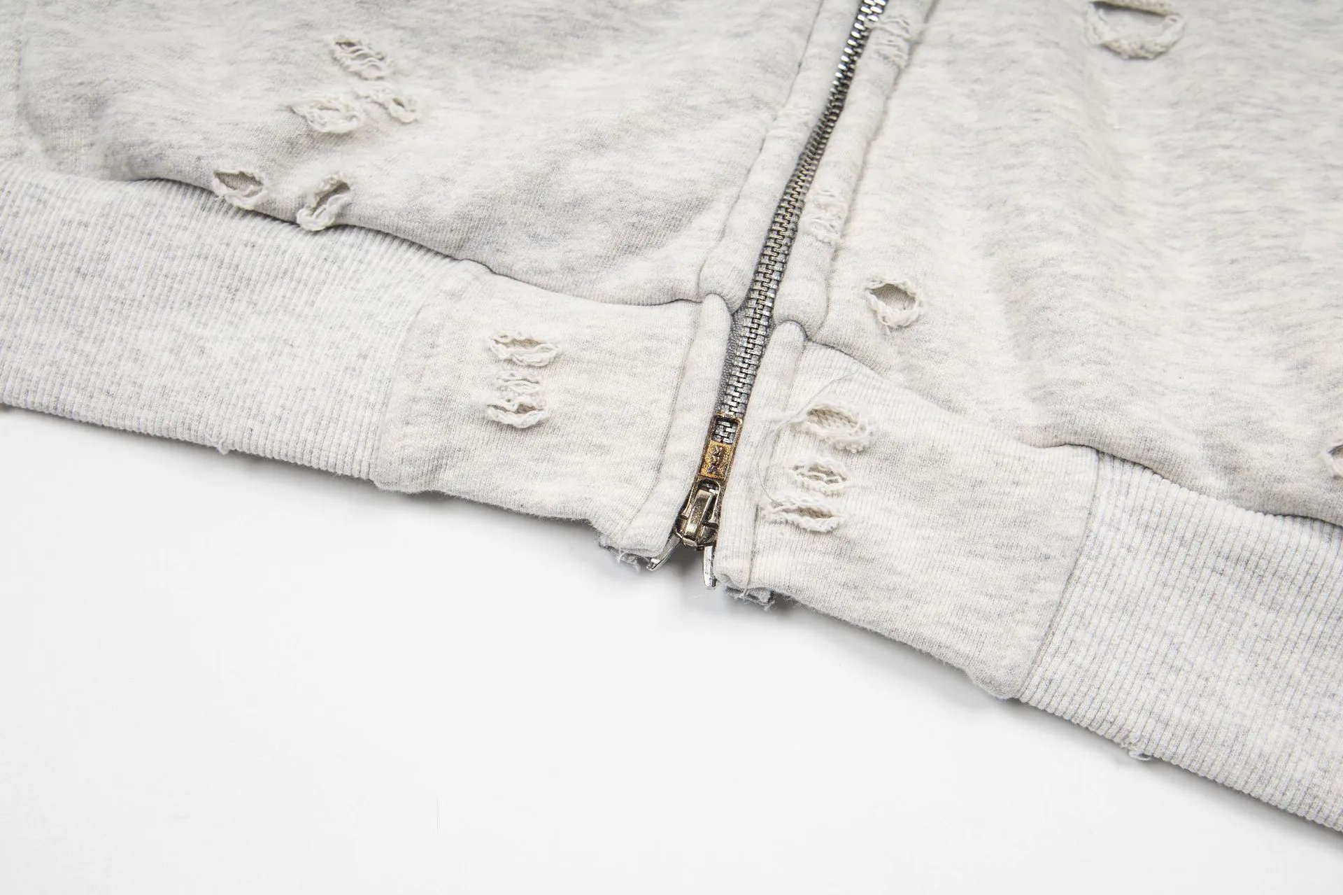 Design Buttivore Distressed Hooded Jacket Gray Red Outerwear - 15
