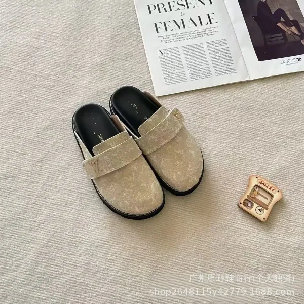 Louis Vuitton Monogram Canvas Mule Slippers Beige - 1