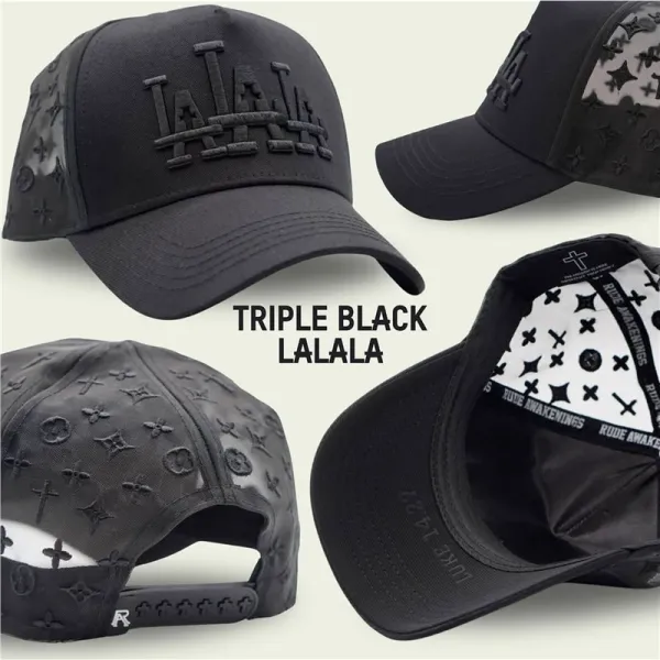 Design Rude Awakenings Triple Black LaLaLa Baseball Cap Hats - 1