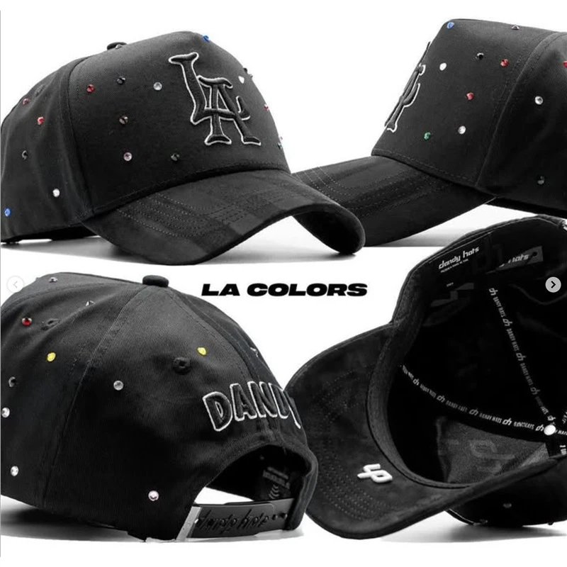 Design Dandy Hats LA Colors Rhinestone Embellished Black Baseball Cap Hats