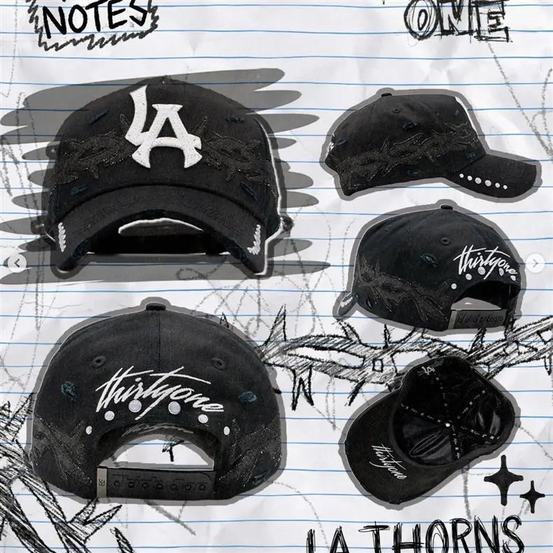 Design ThirtyOne x De Fact LA 'El Mago' Embroidered Baseball Cap Black Baseball Cap - 33