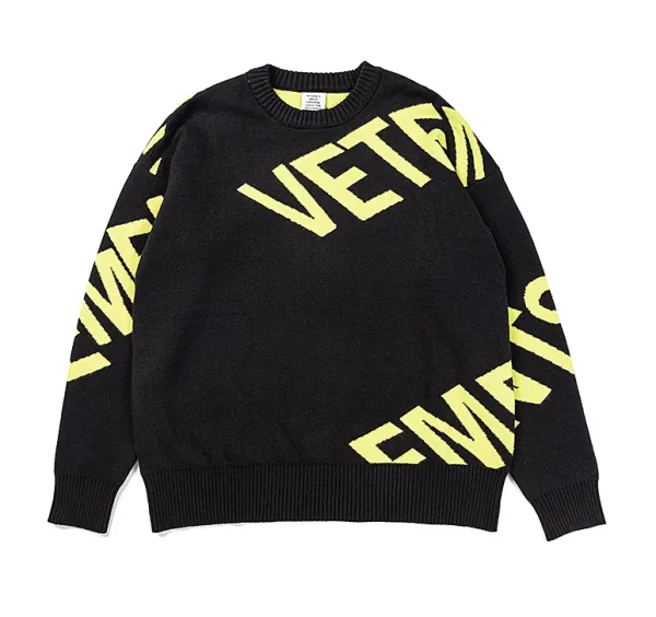 Vetements Oversized Logo Knit Sweater Black - 11