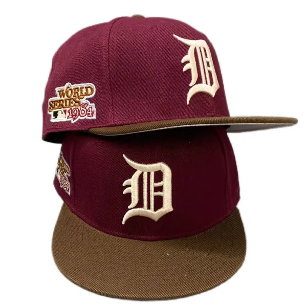 MLB Detroit Tigers 1984 World Series Snapback Cap Burgundy / Brown Hats - 1