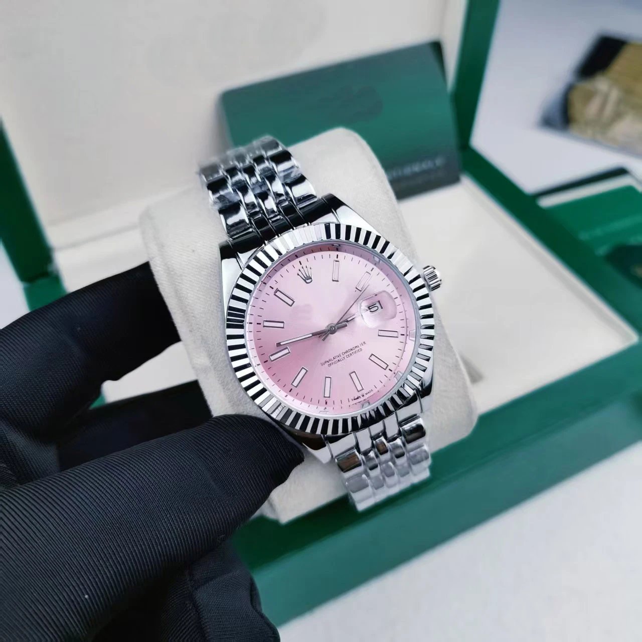 Rolex Datejust Black Dial Diamond Hour Markers Stainless Steel Watch Watches - 7