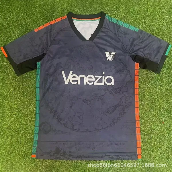 Design Venezia Football Jersey Navy with Orange and Green Accents Jersey - 1