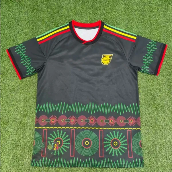 Design Jamaica National Football Team Inspired Retro Jersey Black Multicolor Jersey - 1