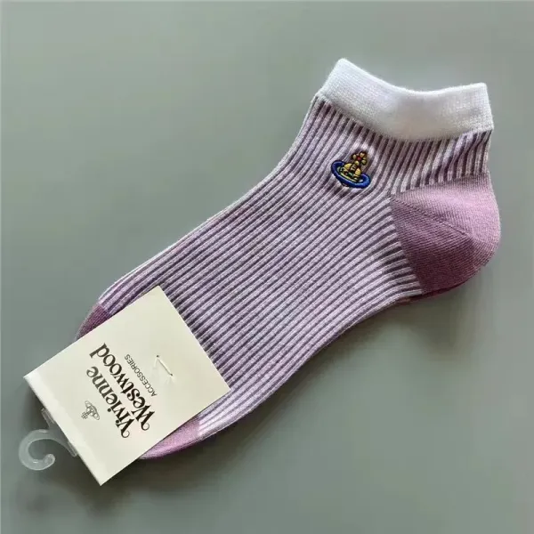 Vivienne Westwood Orb Logo Ribbed Ankle Socks Purple - 1