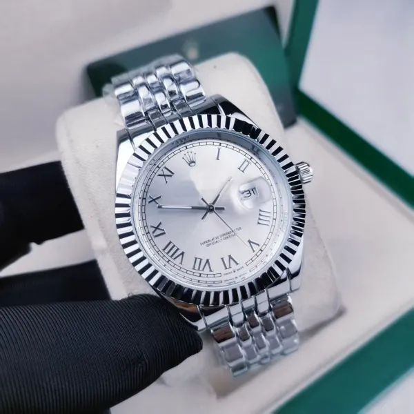 Rolex Datejust Silver Dial Roman Numeral Stainless Steel Watch Watches - 1