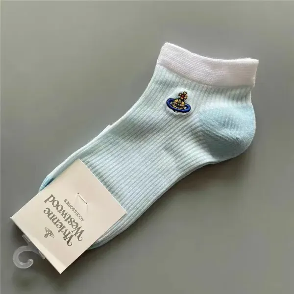 Vivienne Westwood Orb Logo Ankle Socks Light Blue - 1