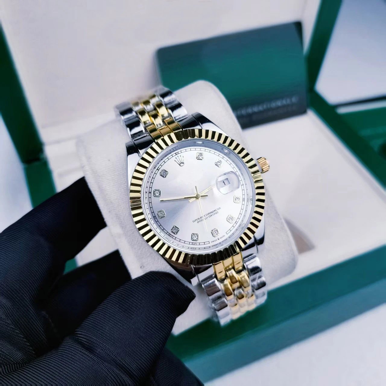 Rolex Datejust Black Dial Diamond Hour Markers Stainless Steel Watch Watches - 2