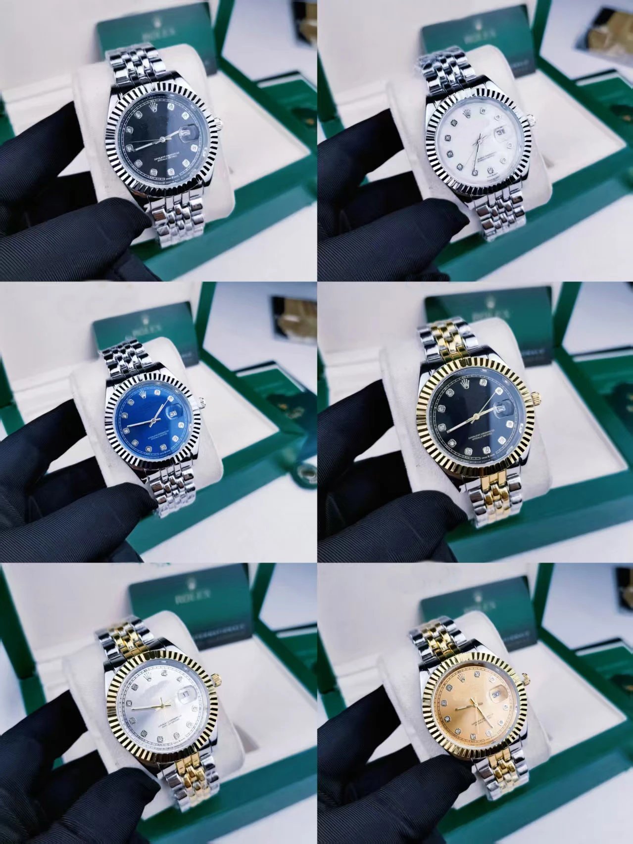 Rolex Datejust Black Dial Diamond Hour Markers Stainless Steel Watch Watches - 18