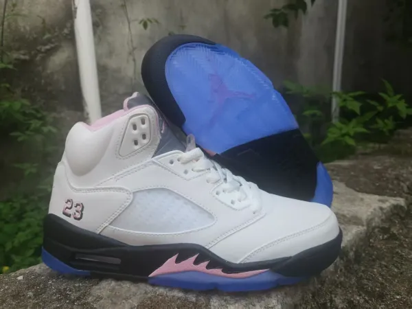 Air Jordan 5 White Pink Blue Basketball Sneakers Basketball Shoes - 1