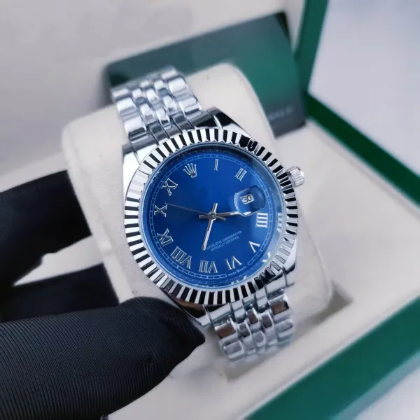 Rolex Datejust Blue Dial Roman Numeral Stainless Steel Watch Watches - 1