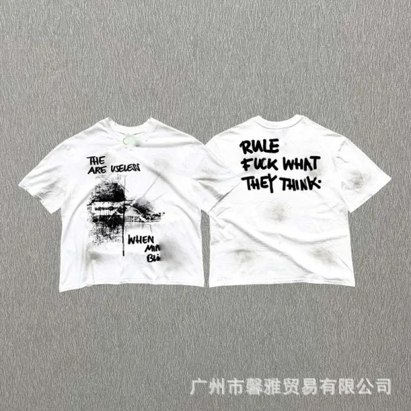 Design Graphic Print Cropped T-Shirt White - 1