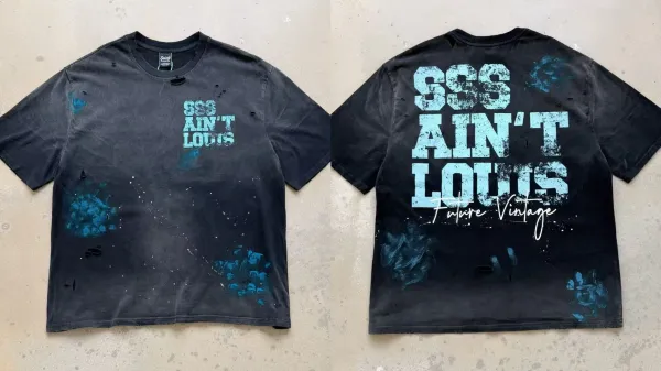 Saint Tears SSS Ain't Louis Future Vintage Distressed T-Shirt Black - 1