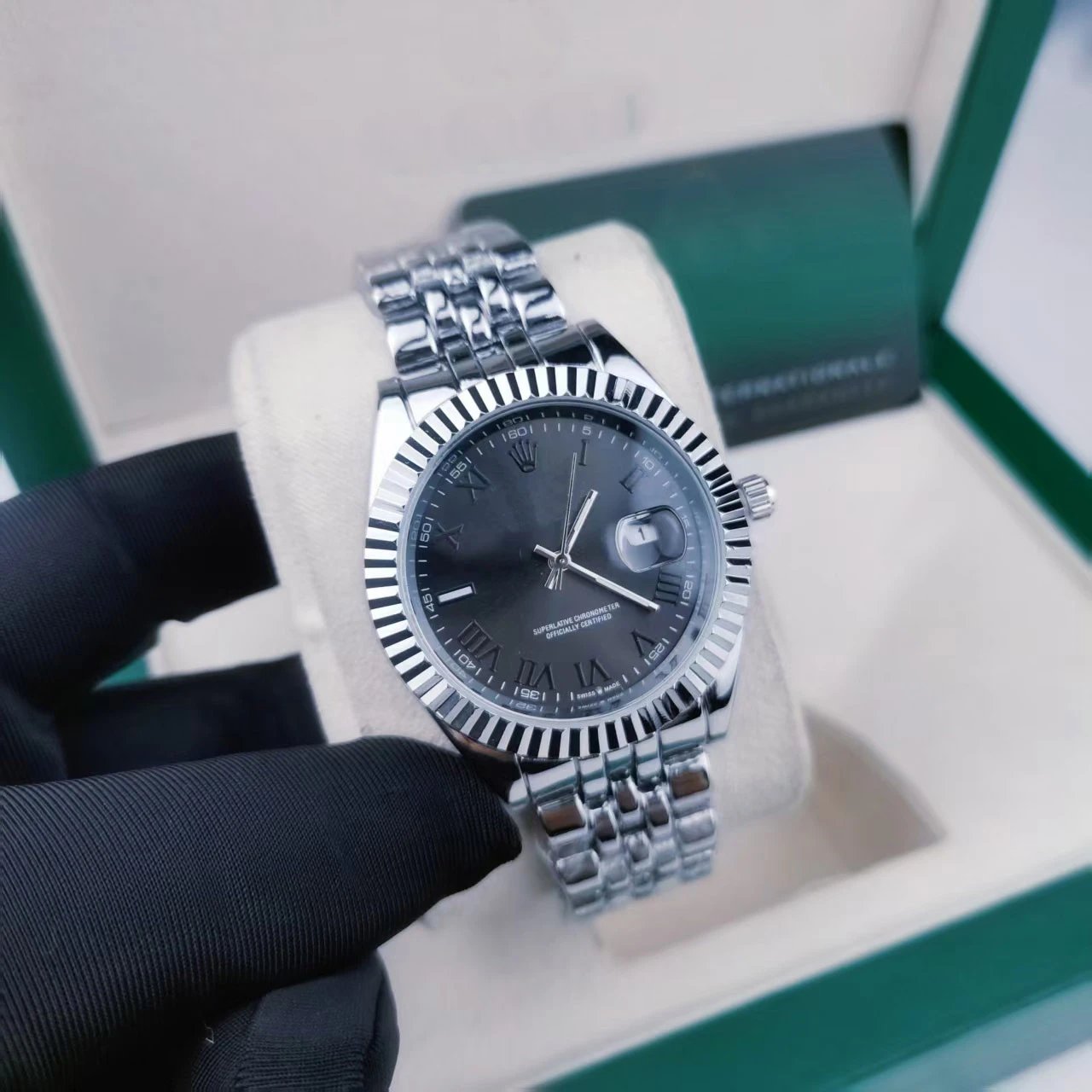 Rolex Datejust Black Dial Diamond Hour Markers Stainless Steel Watch Watches - 15