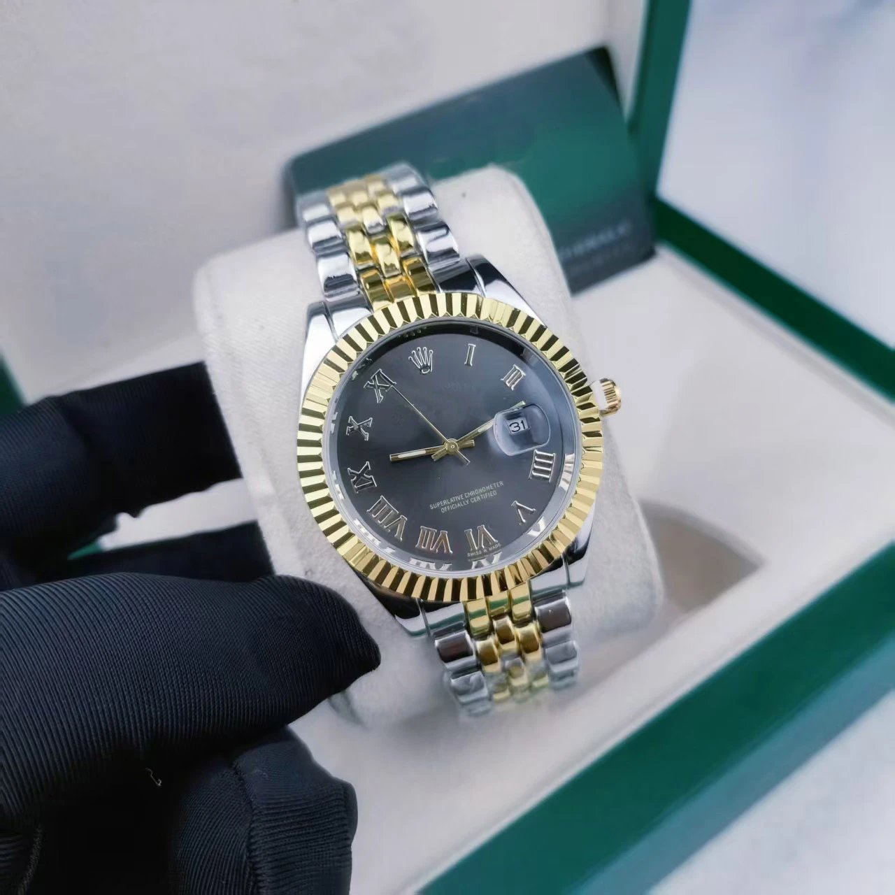 Rolex Datejust Black Dial Diamond Hour Markers Stainless Steel Watch Watches - 16