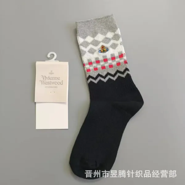 Vivienne Westwood Fair Isle Knit Sock Black / Gray / Red - 1