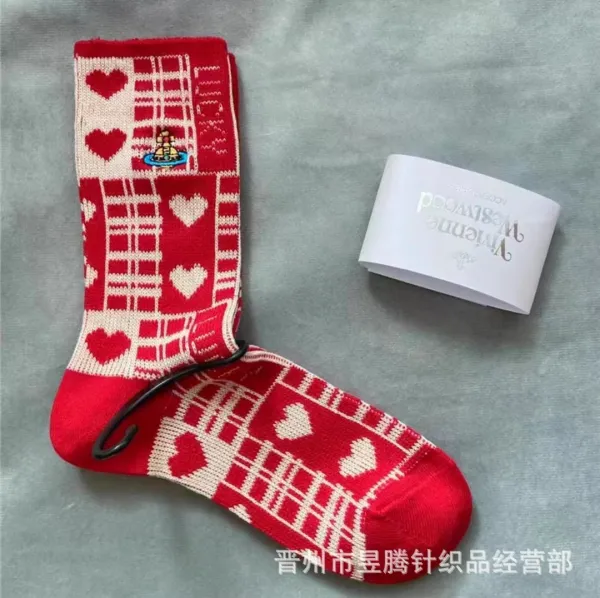 Vivienne Westwood Red Heart Grid Socks - 1