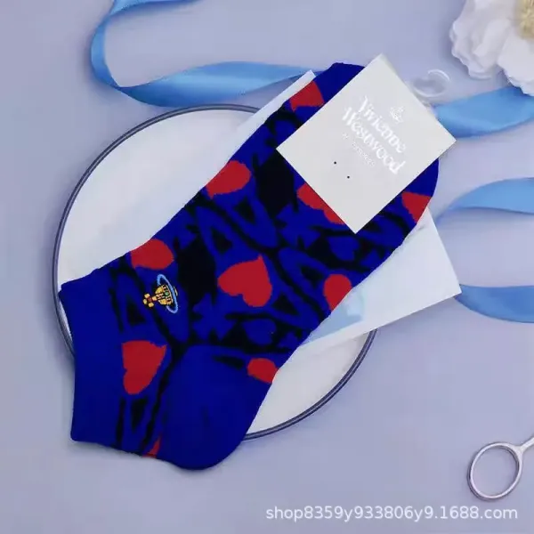 Vivienne Westwood Heart Print Socks Blue - 1