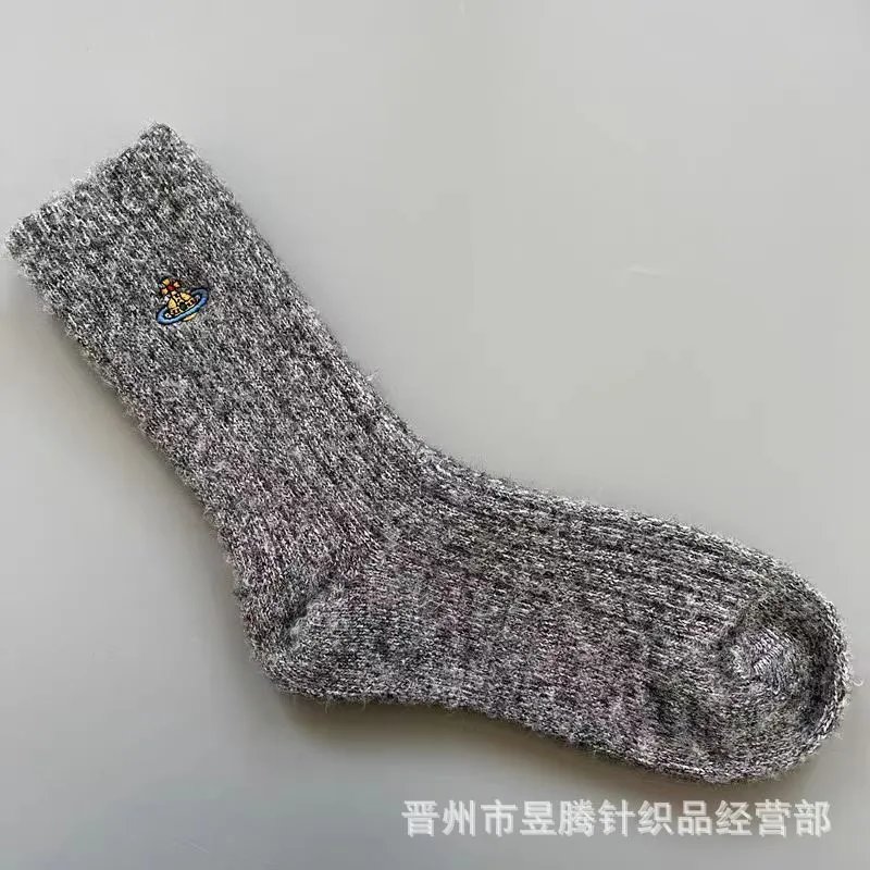 Vivienne Westwood Red Label Orb Embroidered Gray Wool Blend Socks