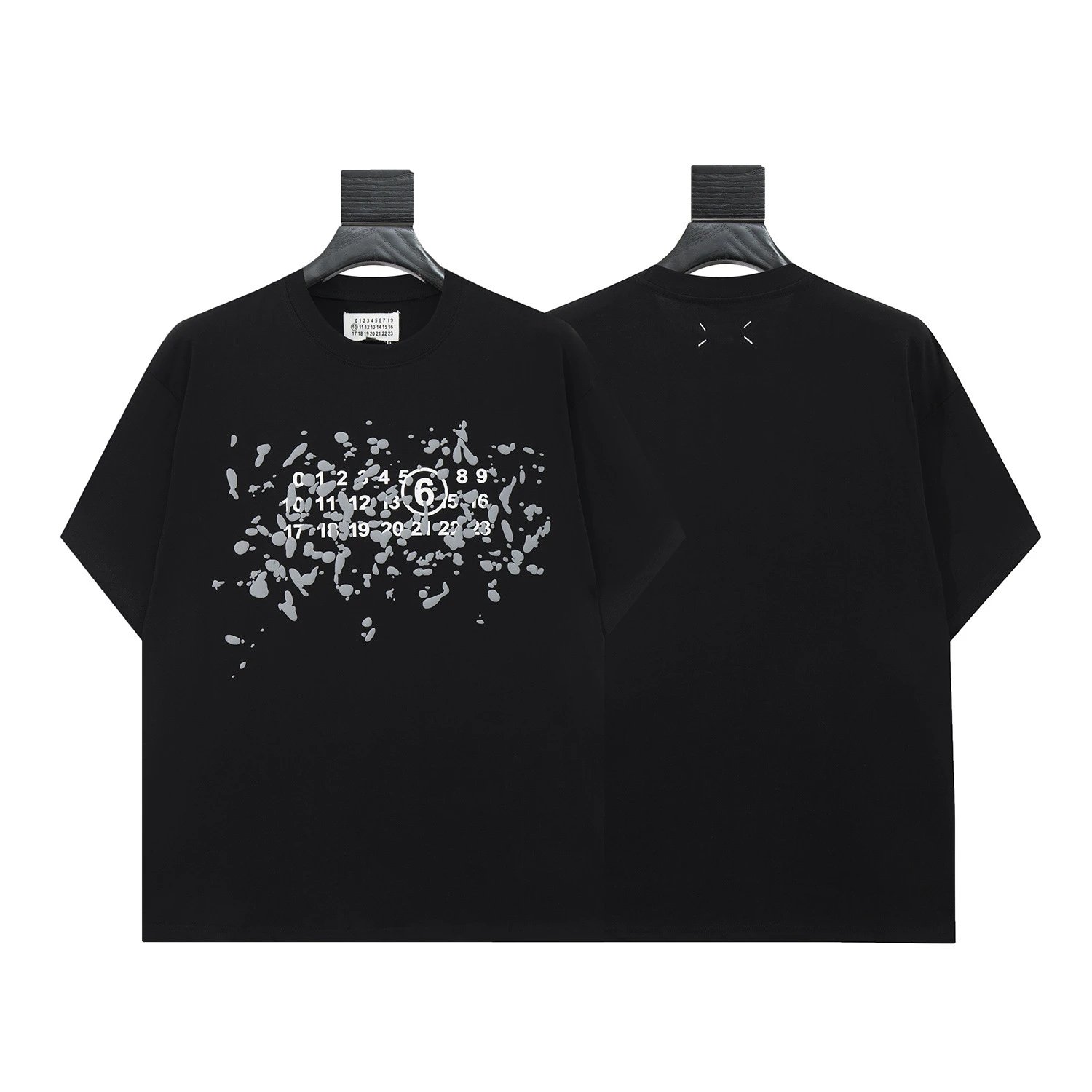 MM6 Numeric Logo Paint Splatter T-shirt Black