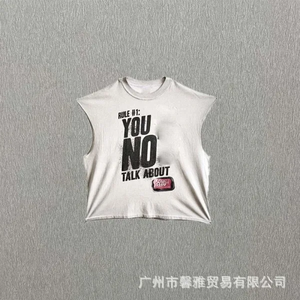 Design Crop Sleeveless Graphic Tee White Vest Top - 14